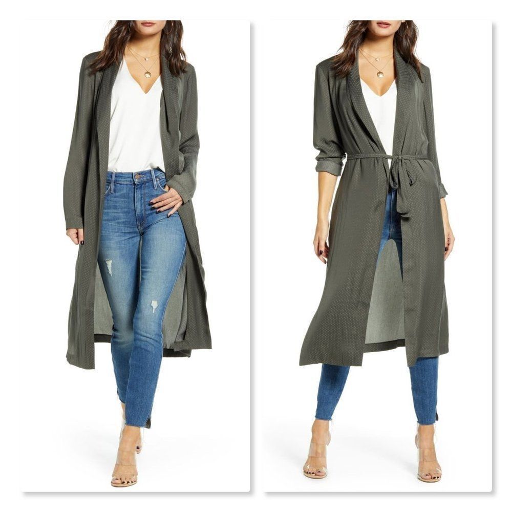 WAYF La Roux Belted Duster sz Large in Olive